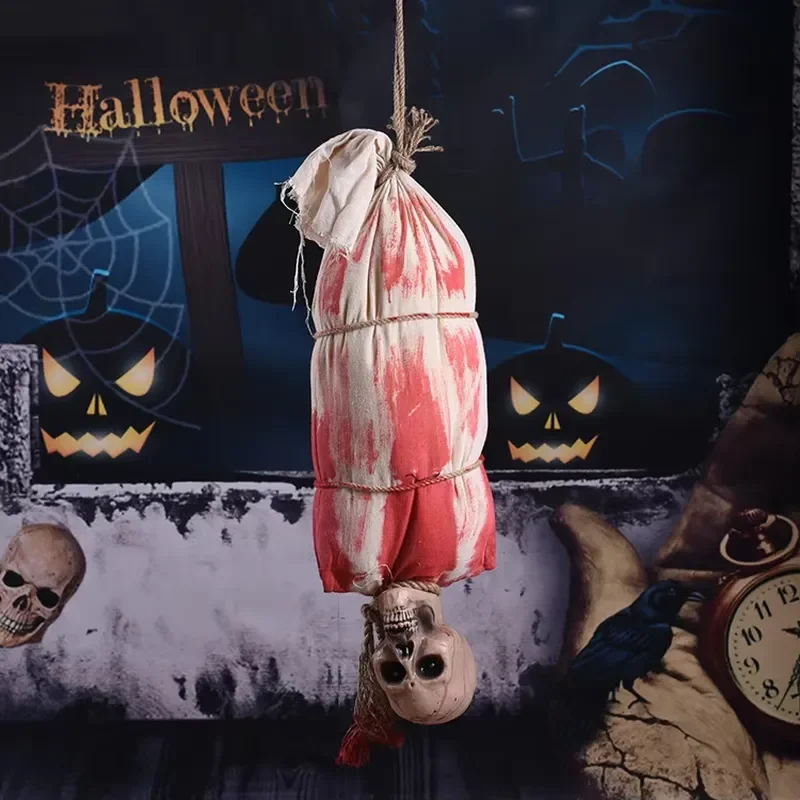 for Nicro Halloween Hanging Blood Voice Control Induction Horror Props Haunted House Scene Decoration Hanging Skeleton Ghost