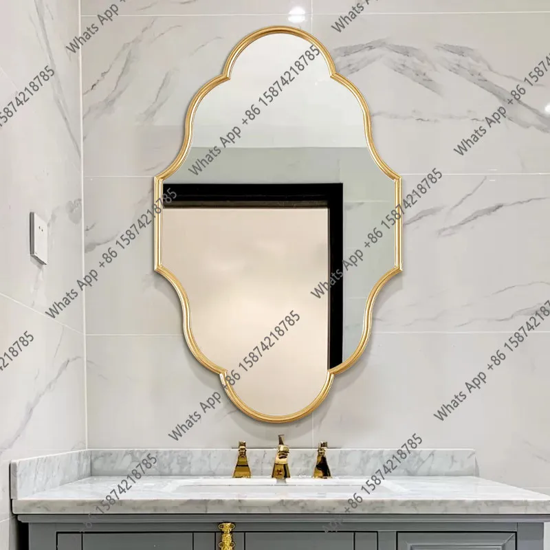 French mirror wall hanging defogging bathroom mirror girls' bedroom dresser with light makeup mirror light luxury