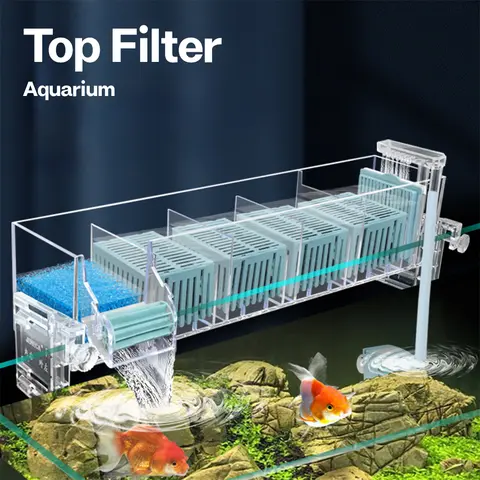Rullo filtro cascata a parete per acquario, generazione di ossigeno circolante, filtro superiore multistrato per acquario Nuovo