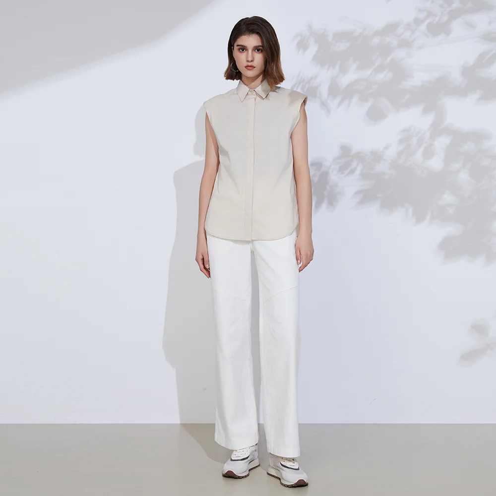 K2237LK2271W High Quality Cotton Summer Sleeveless Blouse Pure Cotton Jeans Ladies Pants Womens Clothing Sets 2 Piece Set