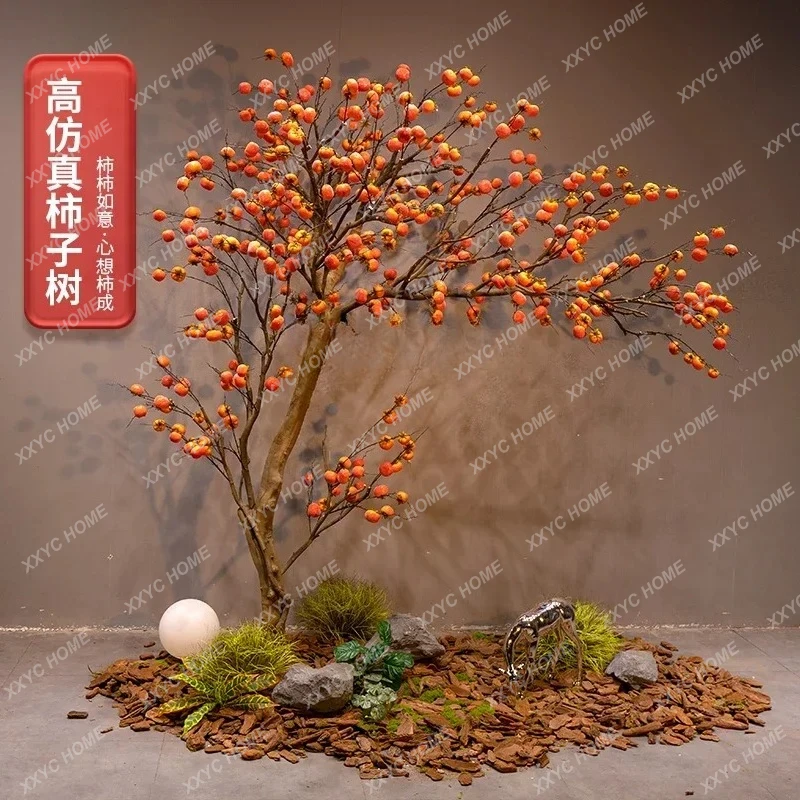 HJsimulation persimmon tree hanging upside down window hotel indoor and outdoor wall decoration landscaping
