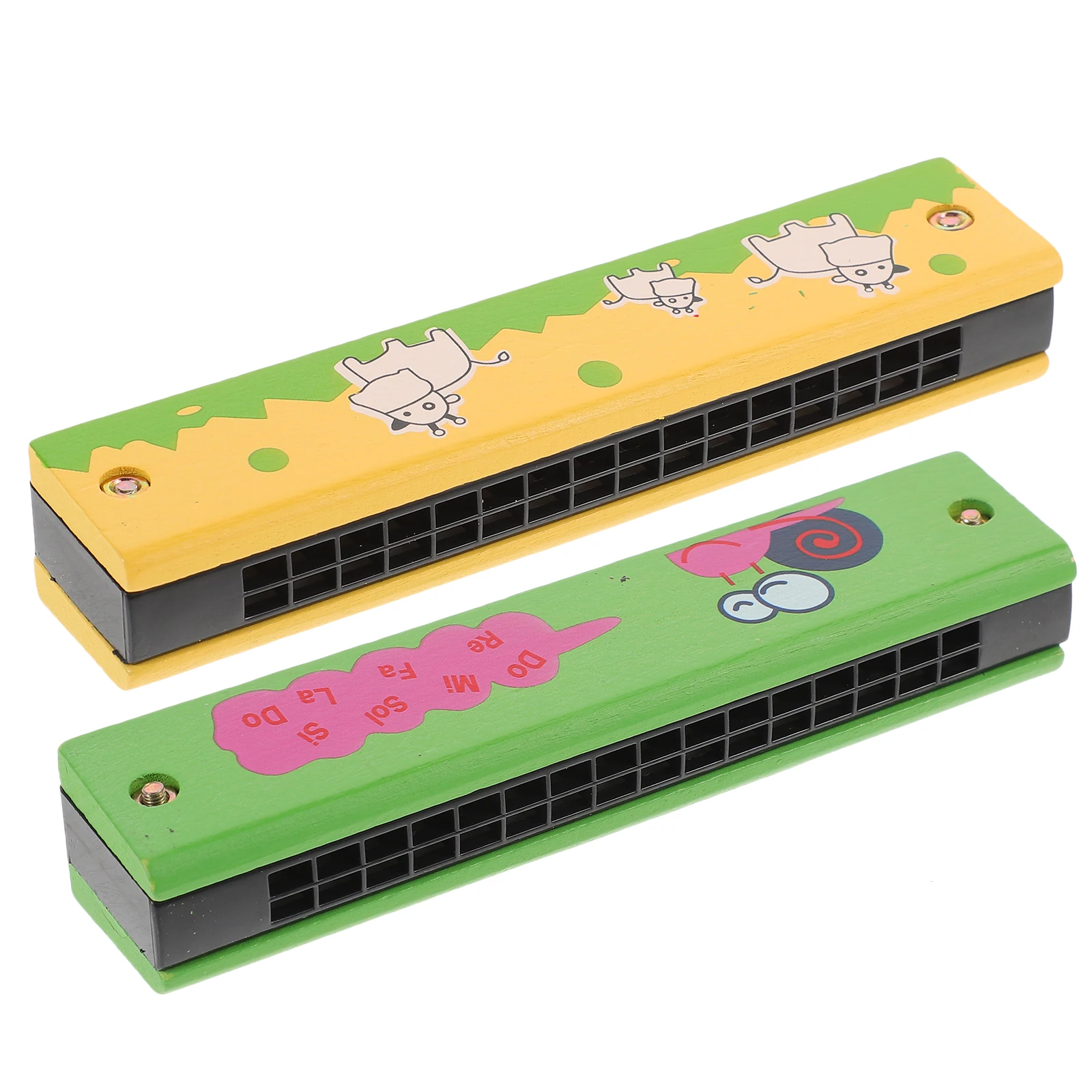 

2pcs Wooden Harmonica Kids Musical Instruments Beginners Harmonica Scale 16 Holes Pocket Size for Beginners Adults