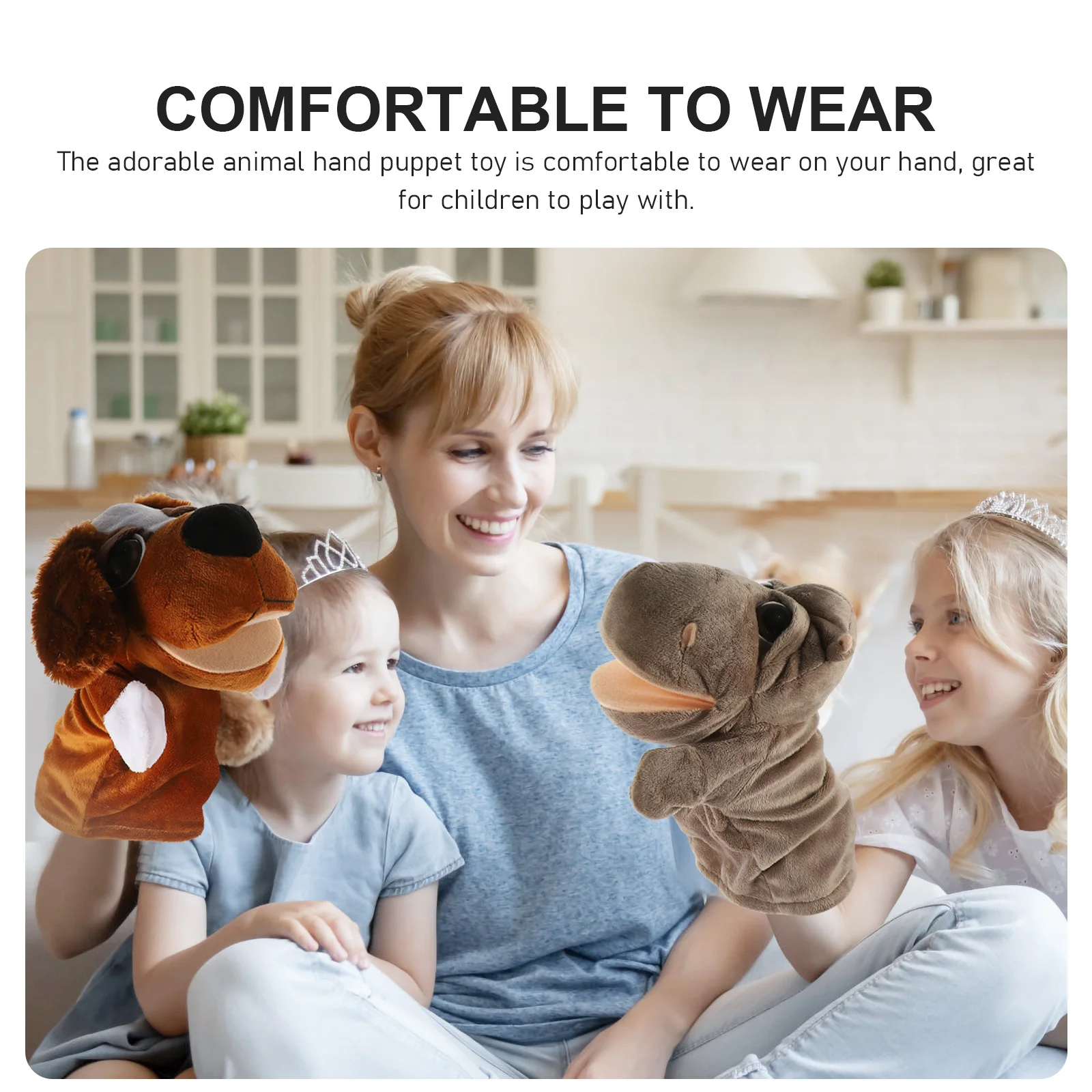 Marioneta de mano de animales, Material suave y cómodo, herramienta de aprendizaje de juego imaginativo, actividad de iglesia en el aula, escenario de espectáculo, 2 uds.
