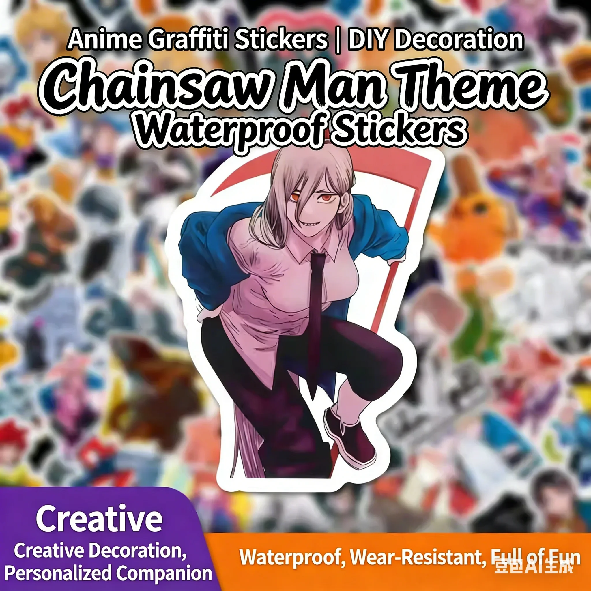 50pcs New Anime Chainsaw Man Graffiti Stickers Can Decorate Suitcase Guitar Notebook DIY Waterproof Stickers