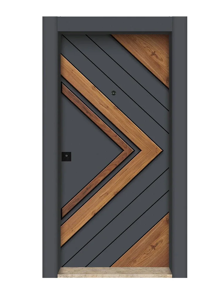 *IW% Entry Doors Wood Aluminum Grain Main Front Exterior Entrance Door Casement Security Pivot Door Home Decor Custom Size Color