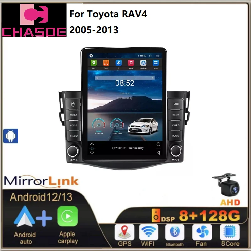 Tesla Android IPS+2.5D+DSP Car Radio DVD Player for Toyota RAV4 2005-2013 8+128G 4G LTE GPS BT Stereo auto audio system