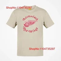 Adirondack Red Wings 1979 New York Hockey T shirt vintage Washed Casual fashion homme Versatile streetwear Breathable Soft