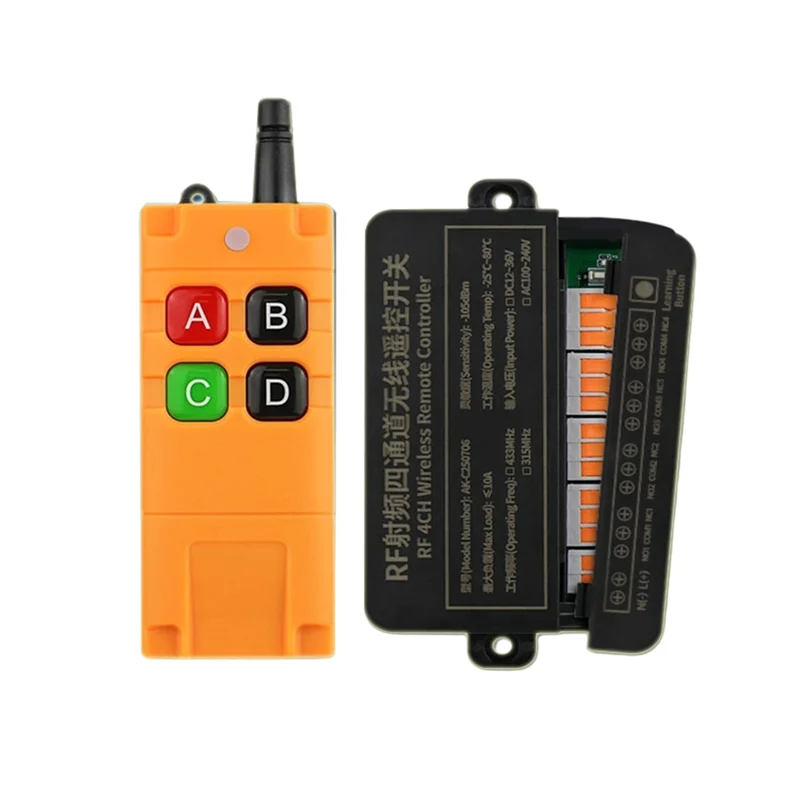 ABKN-Universal 4CH Relay Receiver Module 433Mhz Wireless Remote Control Switch RF Radio Controller For Gate Garage DC12V-36V