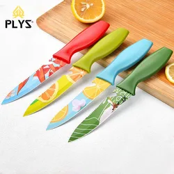 Stainless steel printed fruit knife,household peeler knife portable knife tool,stainless steel small knife melon and fruit knife