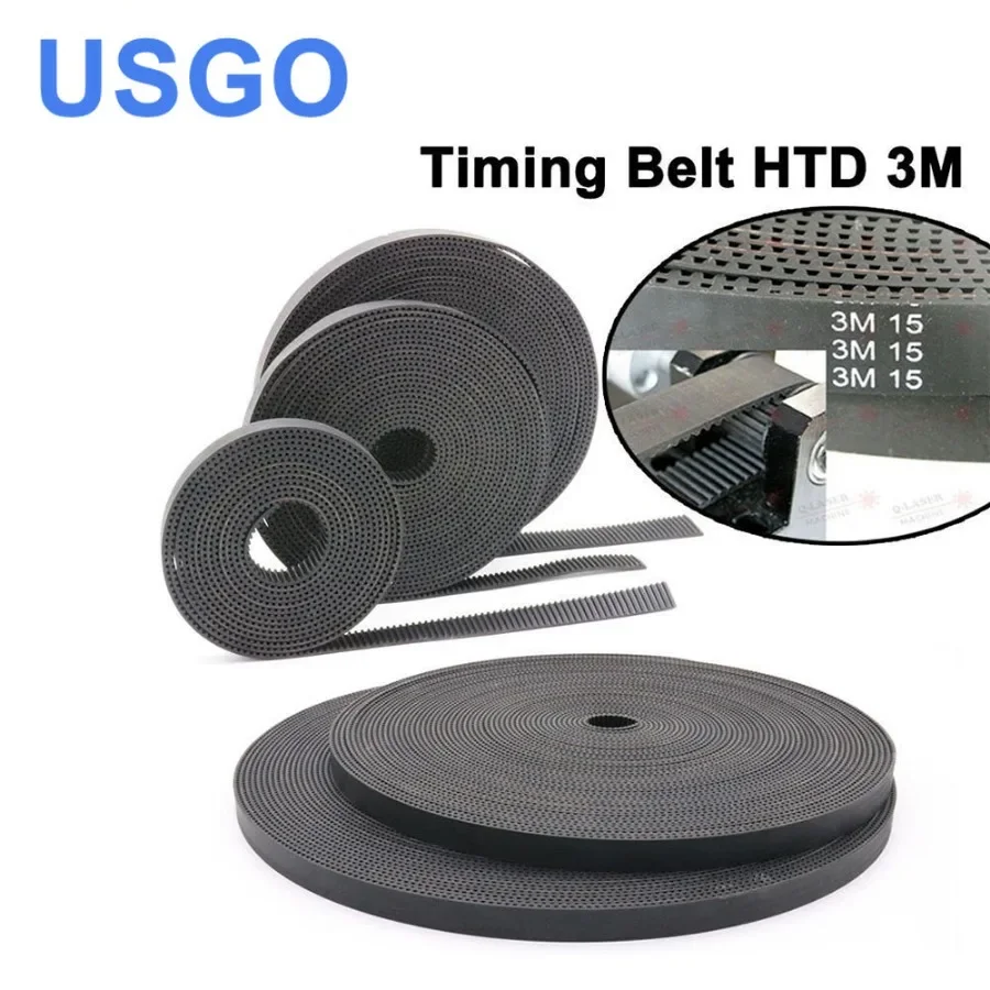 USGO คุณภาพสูง 10 เมตร HTD3M PU เปิดเข็มขัด 3M กว้าง 5 10 15 20 25 30 มม.เข็มขัดยูรีเทนสําหรับ CO2 เลเซอร์เครื่อง