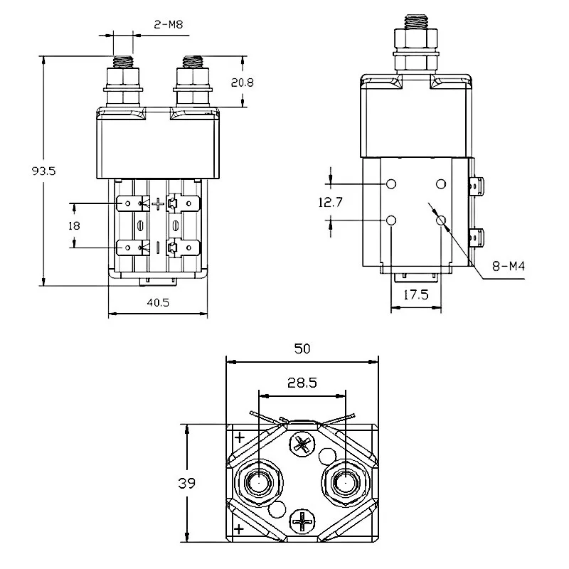 TSW-80 125A Normally Open Contacts DC Contactor for Electronic Control Systems 12V 24V 48V 60V 72V