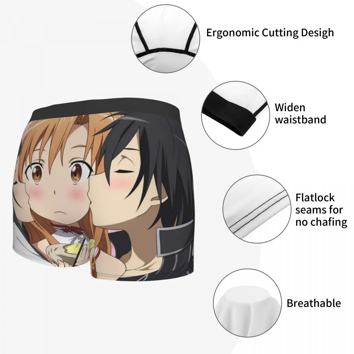 Anime - Sword Art Online Onderbroek Breathbale Slipje Mannelijke Ondergoed Print Shorts Boxer Briefs