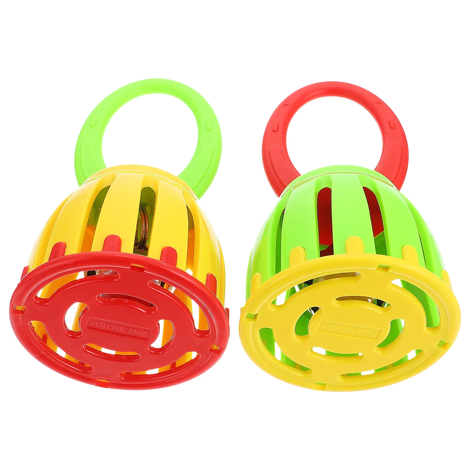 2 Pcs Cage Bell Design Hand Portable Handbell Educational Shaker Kids Early Musical Wrist Child