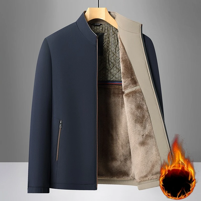 

Мужская толстая куртка на флисовой подкладке, зимние деловые повседневные пиджаки для мужчин, официальная социальная куртка, однотонное роскошное офисное пальто
