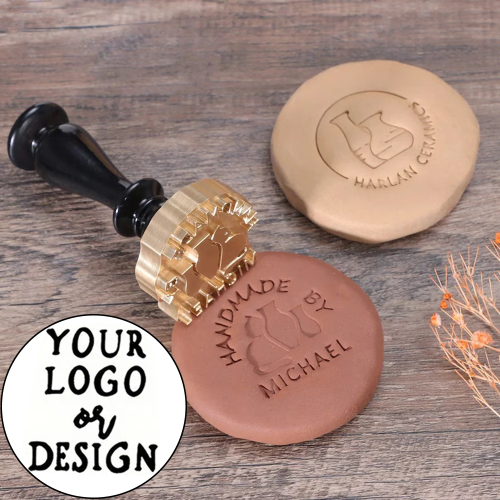 Personalisierter Messing-Töpferstempel, individuelles Markenzeichen für Töpfer, Keramikstempelwerkzeug für Ton, Seife, Eis mit Ihrem eigenen Logo-Design