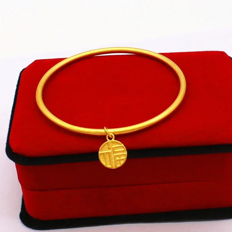 Ancient law inheritance improvement gold lotus lotus bracelet does not fade gold plated Jewelry plain ring wedding bracelet