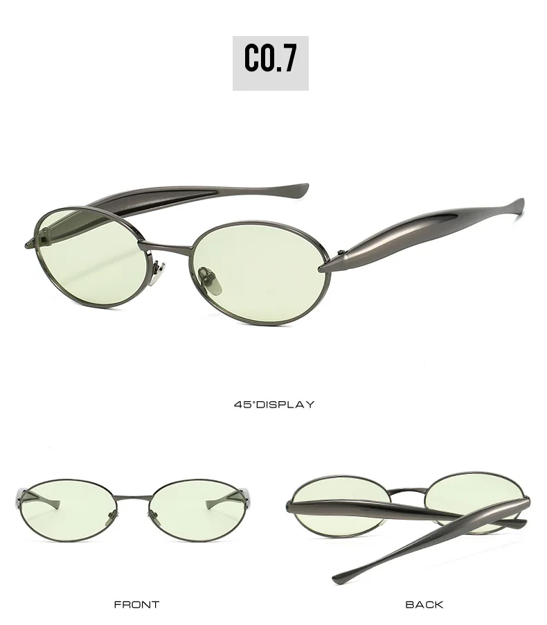Metall Kleine Ovale Sonnenbrille Frauen Neue Vintage Marke Designer Mode Runde Goggle Sonnenbrille Weibliche Trends Shades Brillen UV400 – Detail 14
