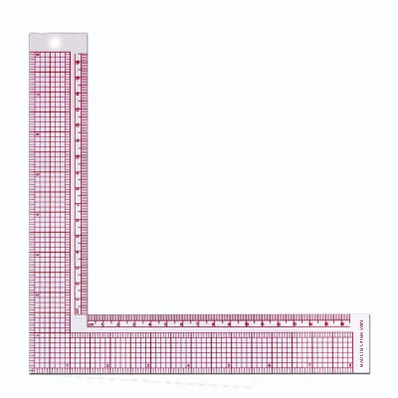 1pc L Shape Sewing Ruler Plastic L Square Curve Rulers Metric Inch Right Angle For Tailor Craft Tool Drawing Measuring Supplies