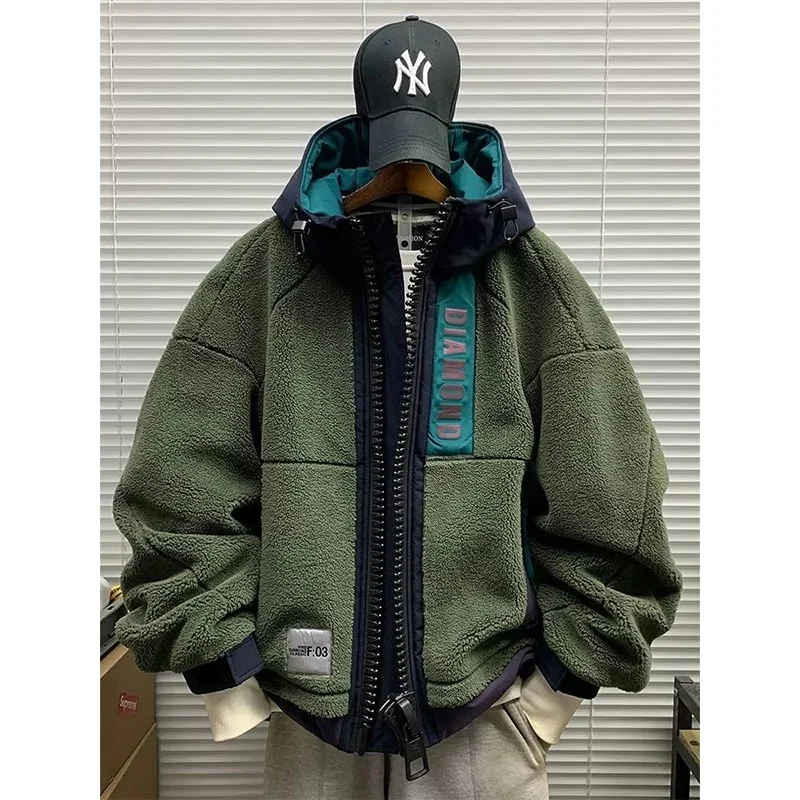 

Мужская теплая хлопковая куртка свободного кроя с капюшоном в американском стиле, повседневная верхняя одежда из утолщенного полиэфирного волокна, стандартной длины, для осени