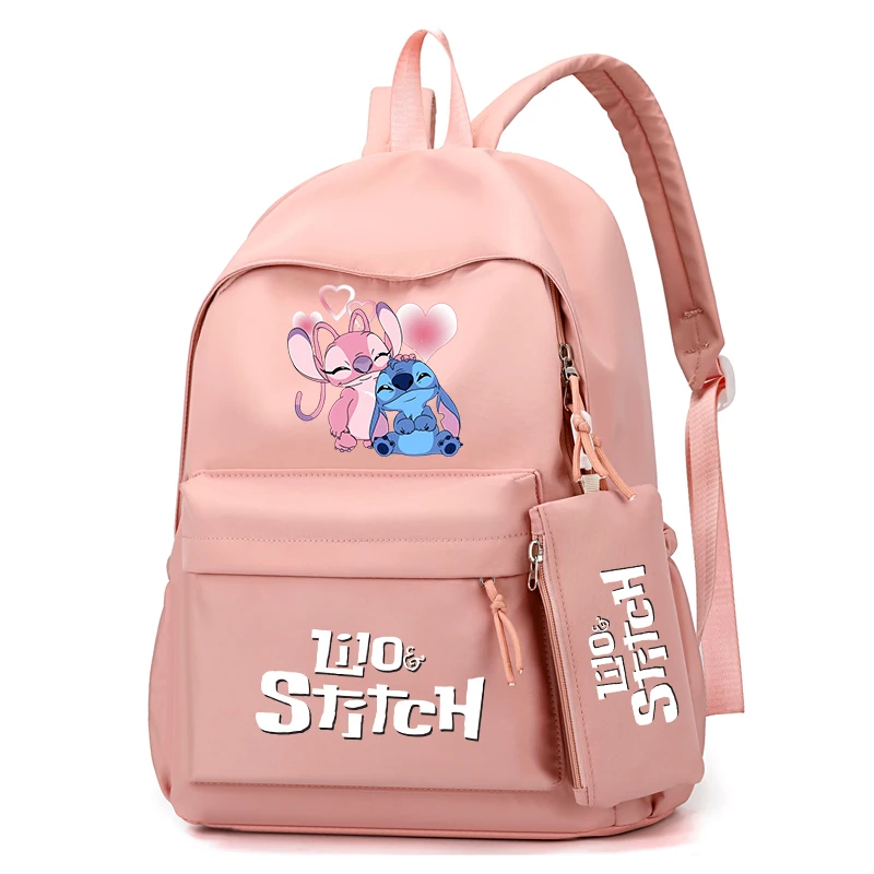 3Pcs/set Disney Lilo Stitch Cartoon Backpack with Lunch Bag for Boy Girl Back To School Schoolbag Student Comfortable Travel Set