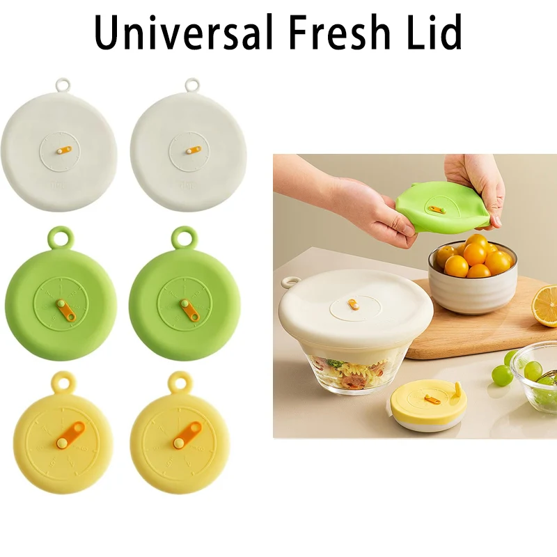 Silicone Food Cover Set 2Pcs Silicone Cling Lid High-Temperature Resistant Food Grade with Hanging Hole Kitchen Organization