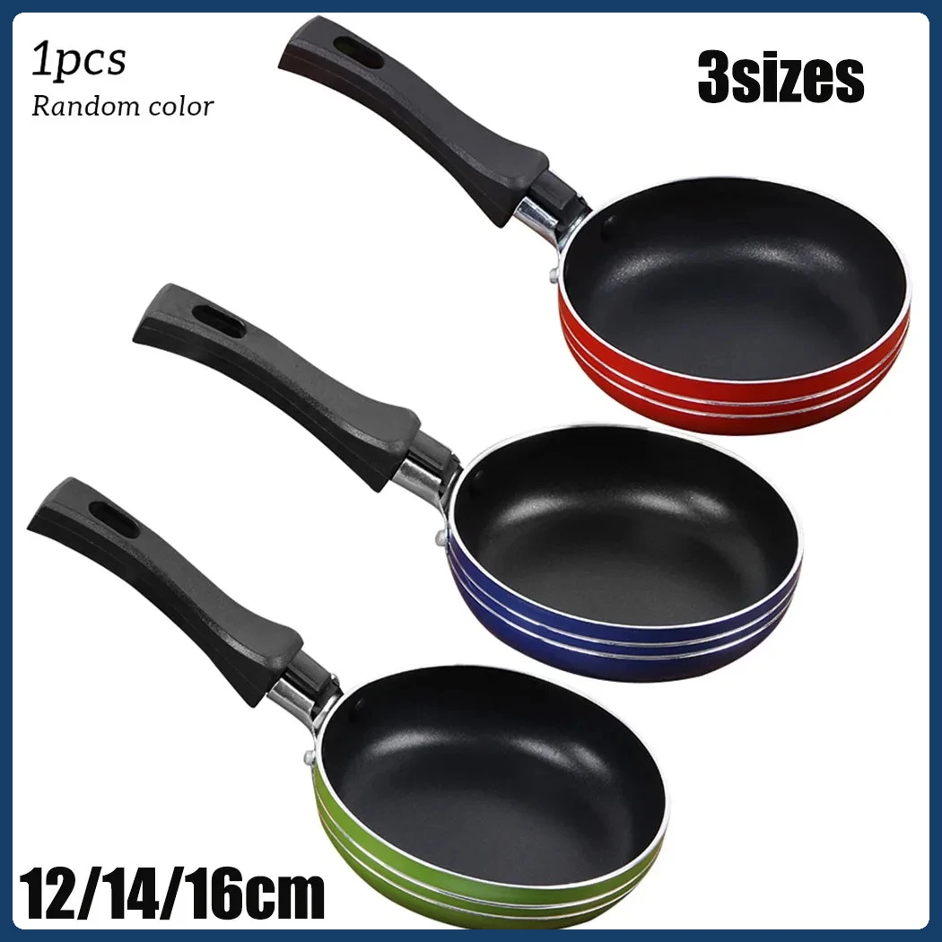 

1PC 12/14/16cm Mini Frying Pan Non-Stick Steel Frypan Pot Saucepan Random Color For Fried Egg Steak Kitchen Cookware Tools