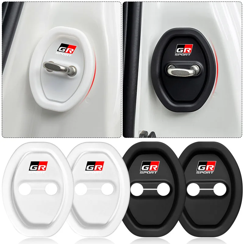 4Pc Silicone Car Door Lock Protector Cover Auto Accessory For Toyota GR Sport Gazoo Racing RAV4 C-HR Corolla Yaris Avensis Tyre
