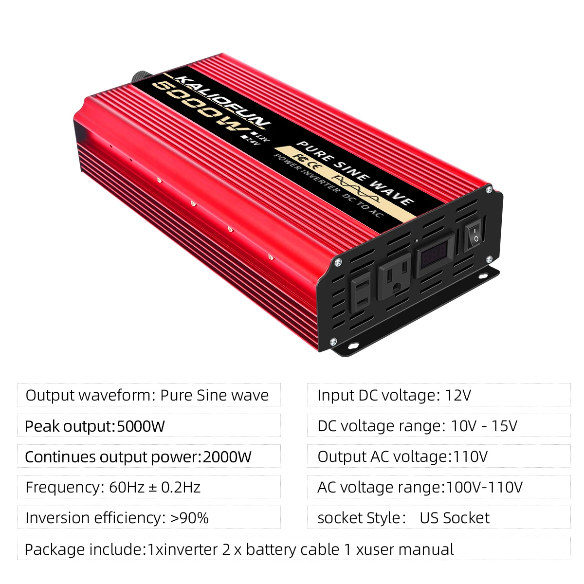 الولايات المتحدة المقبس 1000 واط 2200 واط 3000 واط 6000 واط 10000 واط العاكس 12 فولت إلى 110 فولت نقية شرط لموجة العاكس للسيارة كفاءة عالية طاقة موثوقة