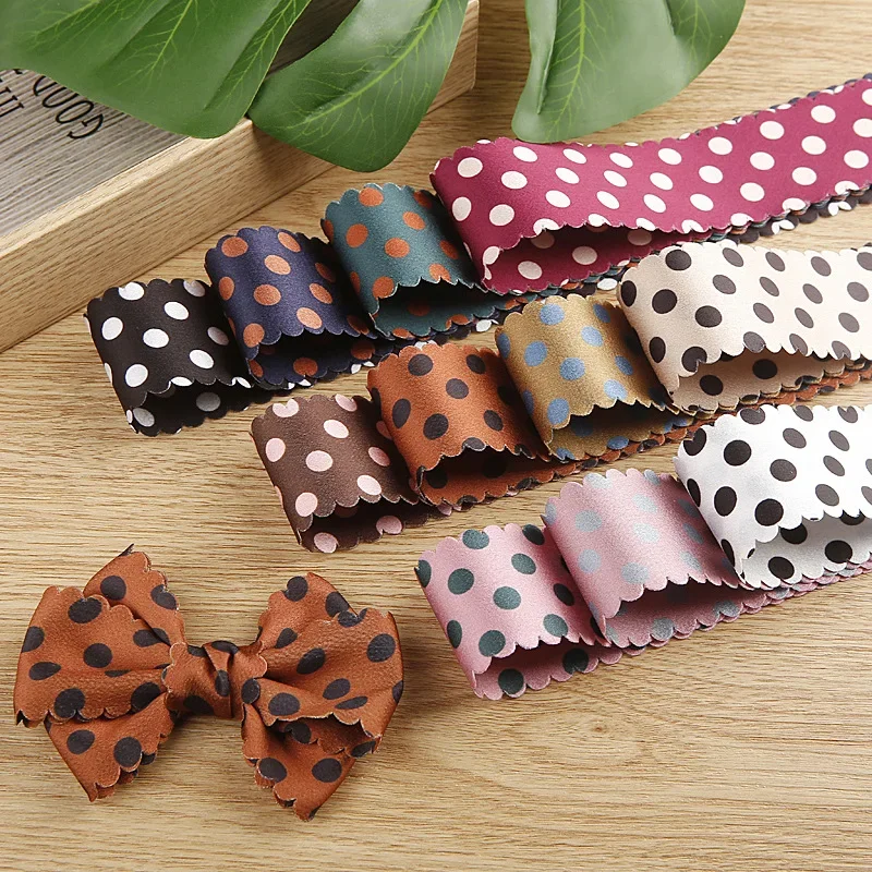 Polka Dots Printed Ribbon Korean Double-Sided Wave Edge 38mm For Hair Bow Making Headwear Accessories Handmade Crafts Material