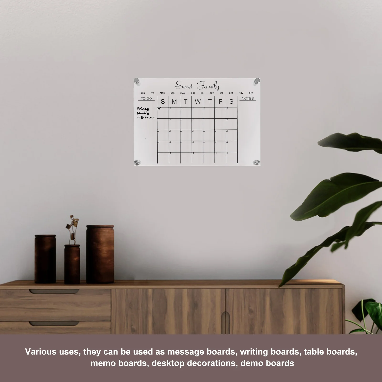 Transparent Writing Board Clear Fridge Calendar Mini Freezer Dry Erase Weekly Planner Magnetic Digital Acrylic for Office