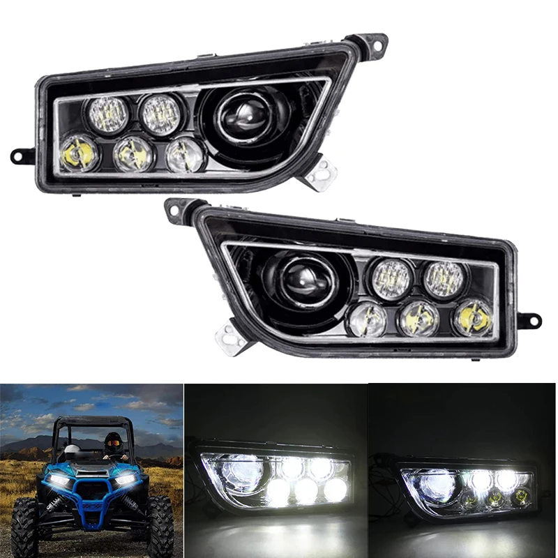 

2PCS LED Headlight Clear Lens Replacement Headlamp for 2014-2017 Polaris RZR XP 1000 900 LED Lights