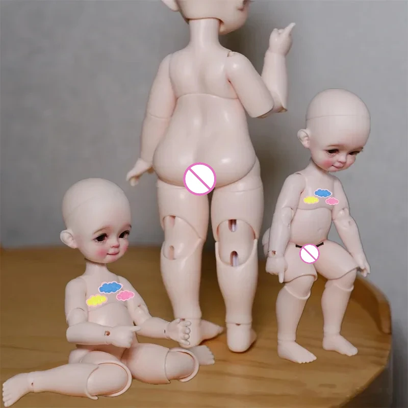 

Small Little Fat 1/6 Peach Body Versatile Pose Movable Resin Material Elastic Brand Connected BJD Body Only No Head