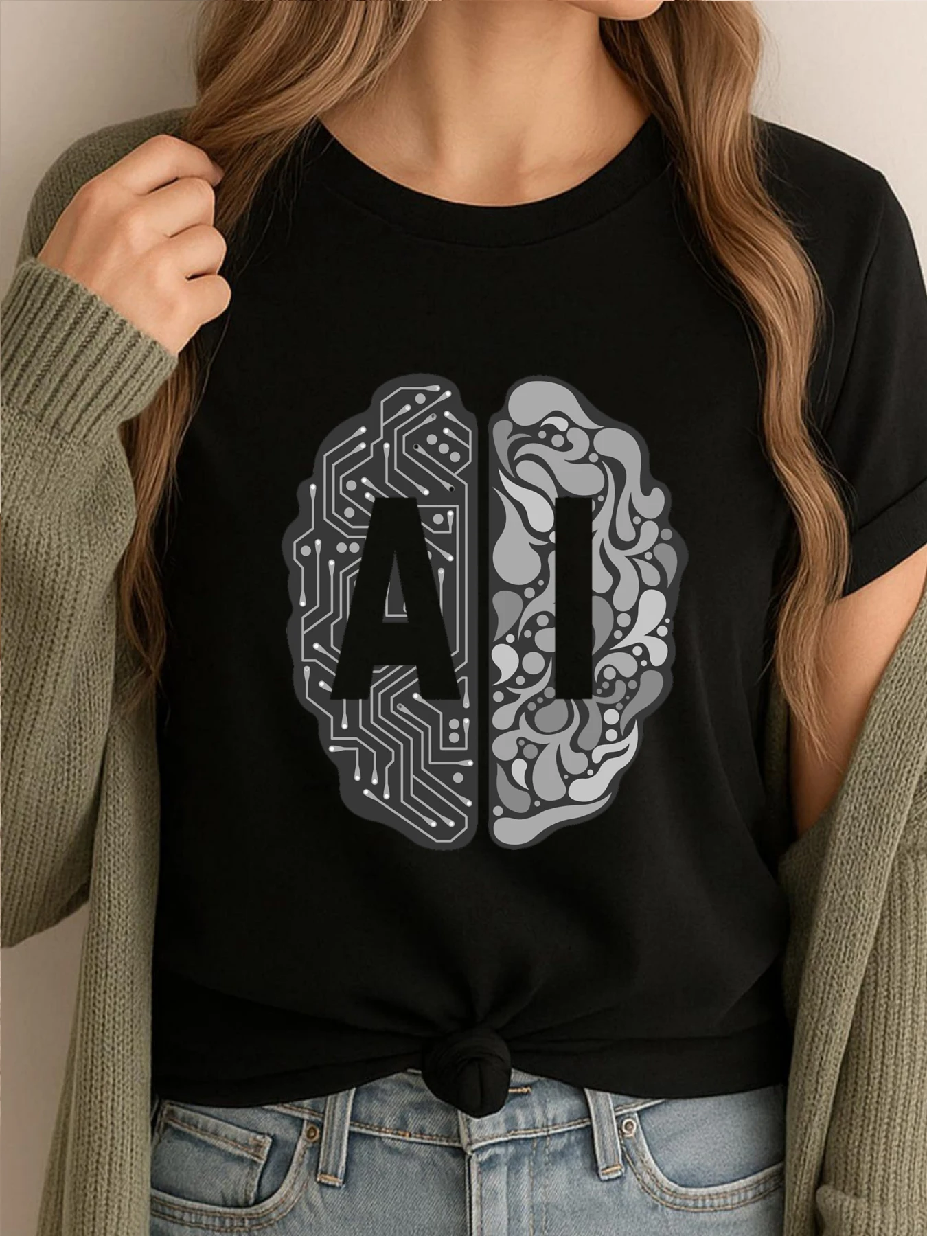 

Newest Printed Tshirt Ai Artificial Intelligence Black Graphic T Shirts Men Clothing Funny Gift Daily Wear