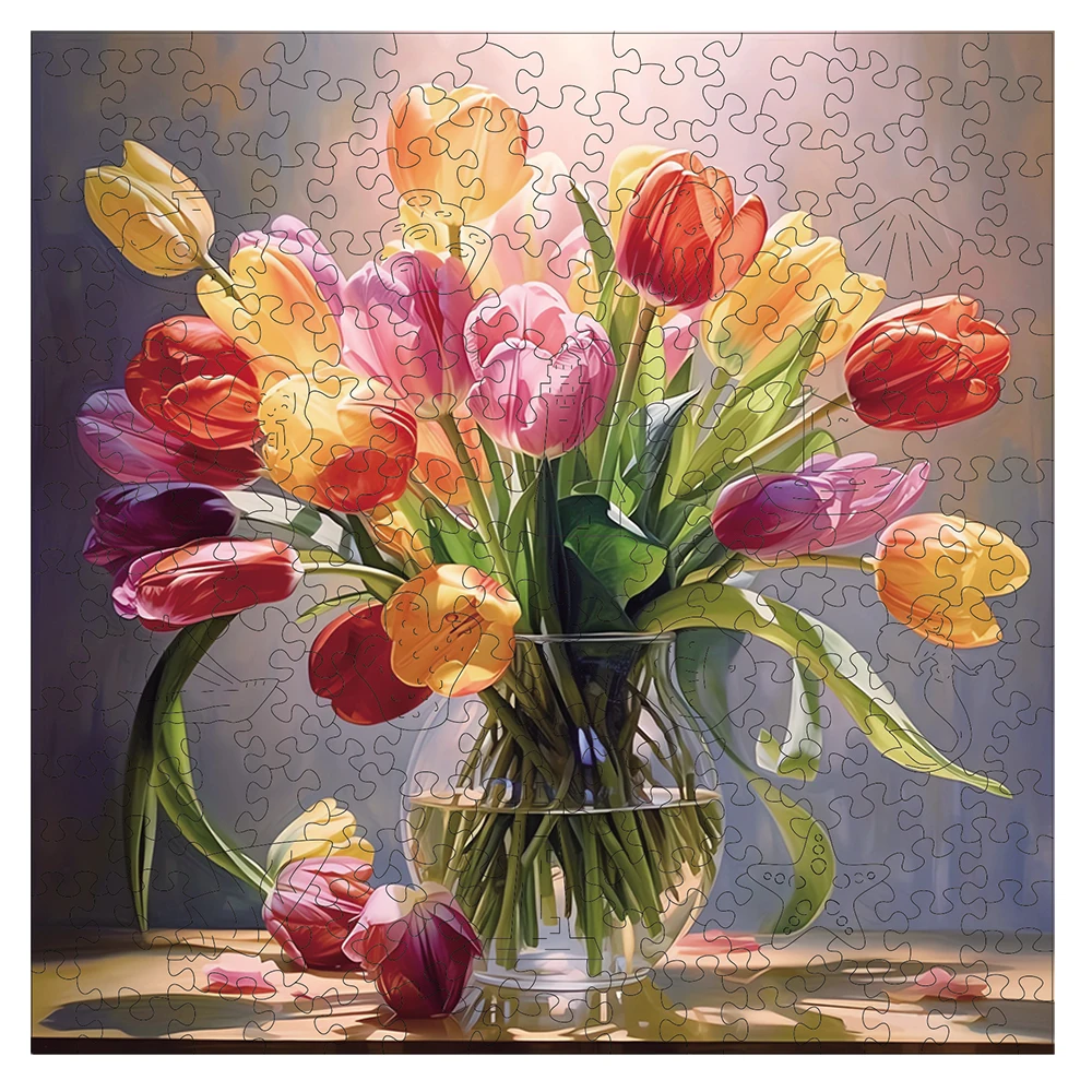 

Colorful Flowers Wooden Puzzle, Uniquely Irregular Animal Shaped Wooden Toys, Creative Handmade Decorations, Holiday Gifts Home