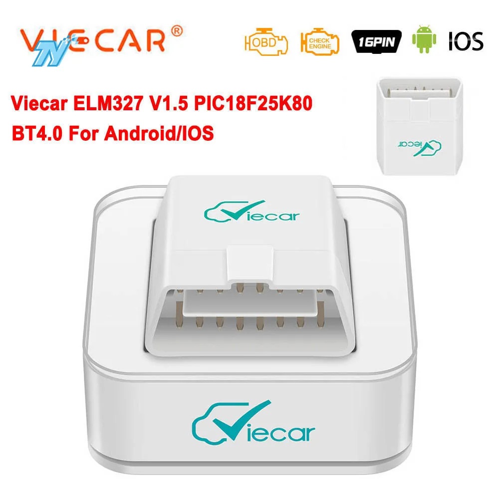 Viecar ELM327 V1.5 Bluetooth 4.0 OBD 2 OBD2 PIC18F25K80 ELM 327 V1 5 OBDII Автомобильный диагностический сканер ODB2 Автоматический инструмент считыватель кодов