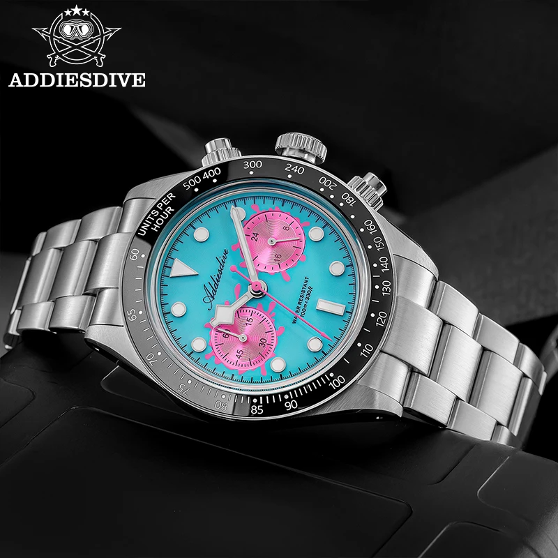 ADDIESDIVE Ceramic Bezel Men's Quartz Watch Luminous VK64