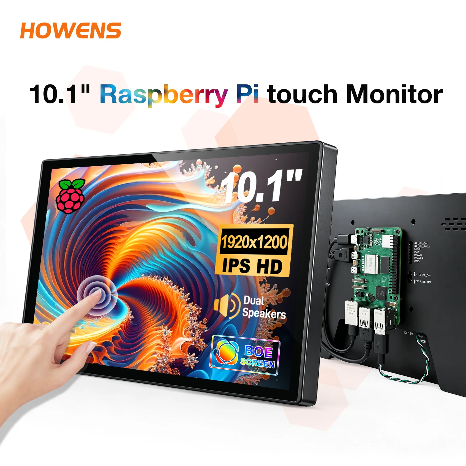 10.1 Inch IPS Raspberry Pi Touch Monitor 1920*1200 10Point Touch Screen 178° Wide View Portable Display for Pi 5/4B/3B Banana Pi
