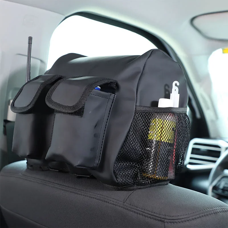 

For Toyota Tundra 2022-2024 Leather Black Car Seat Headrest Storage Bag Hanging Bag Thermos Cup Storage Bag Car Accessories