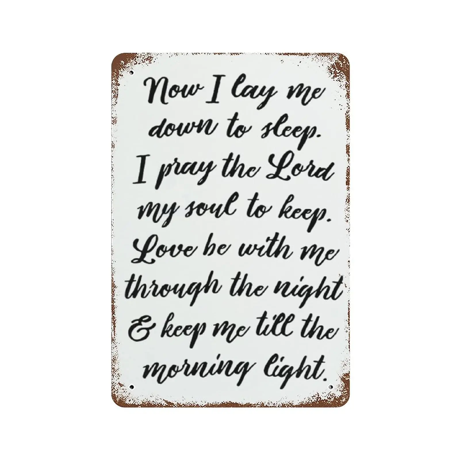 godblessign Now I Lay Me Down to Sleep Metal Sign, Girls Room Wall Hanging Sign, Vintage Metal Sign,Rustic Farmhouse Signs for H