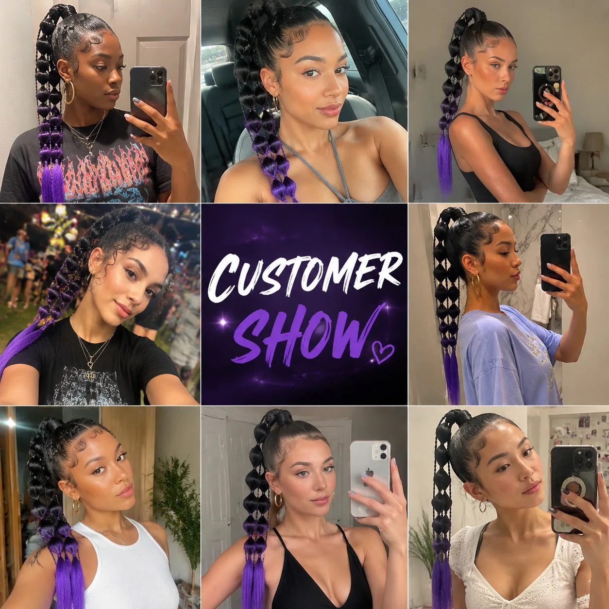 55cm 22 Zoll Bubble Braids Haarverlängerung Synthetischer Geflochtener Pferdeschwanz Haarteil mit Schlaufenbefestigung für Damen Festival Party Frisur – Detail 6