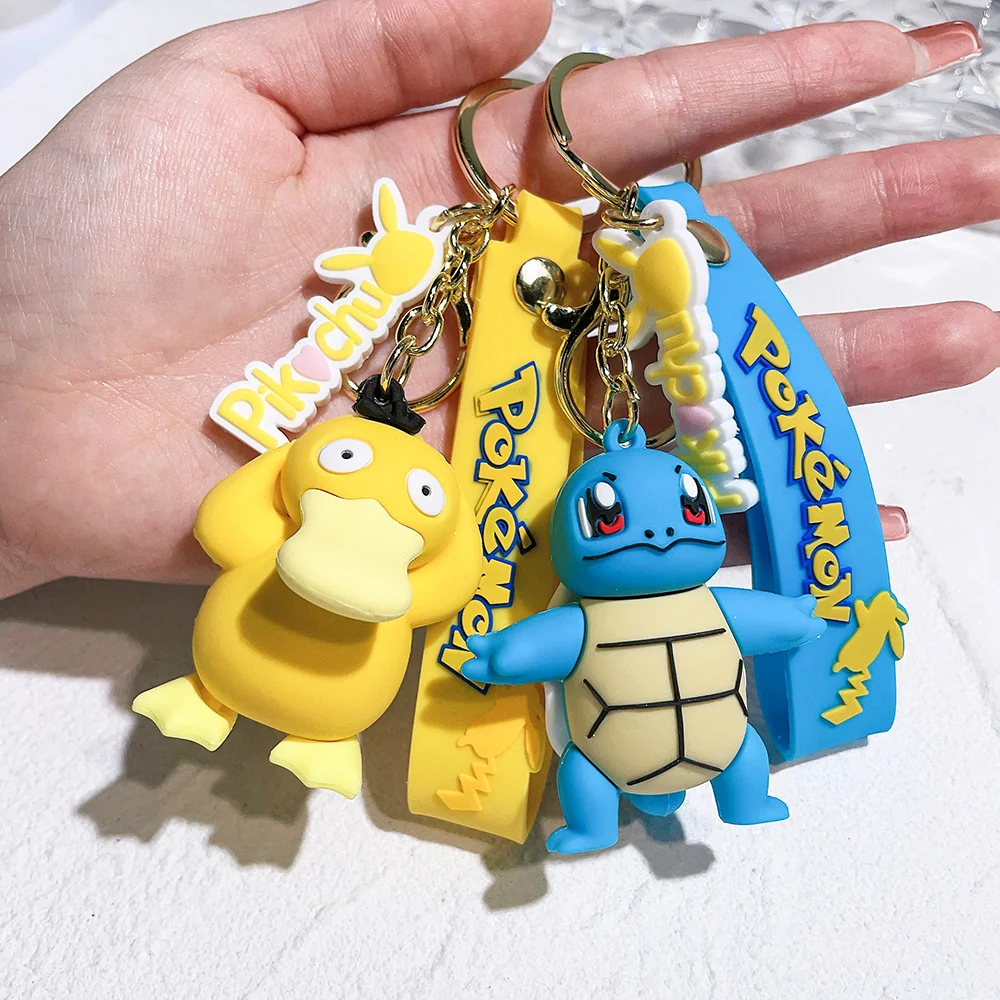 1pcs Pokemon Bag Pendant Toys Keychain Anime Pikachu Model Charms Keychains PVC Cartoon Keyring Boy Kid Birthday Gift