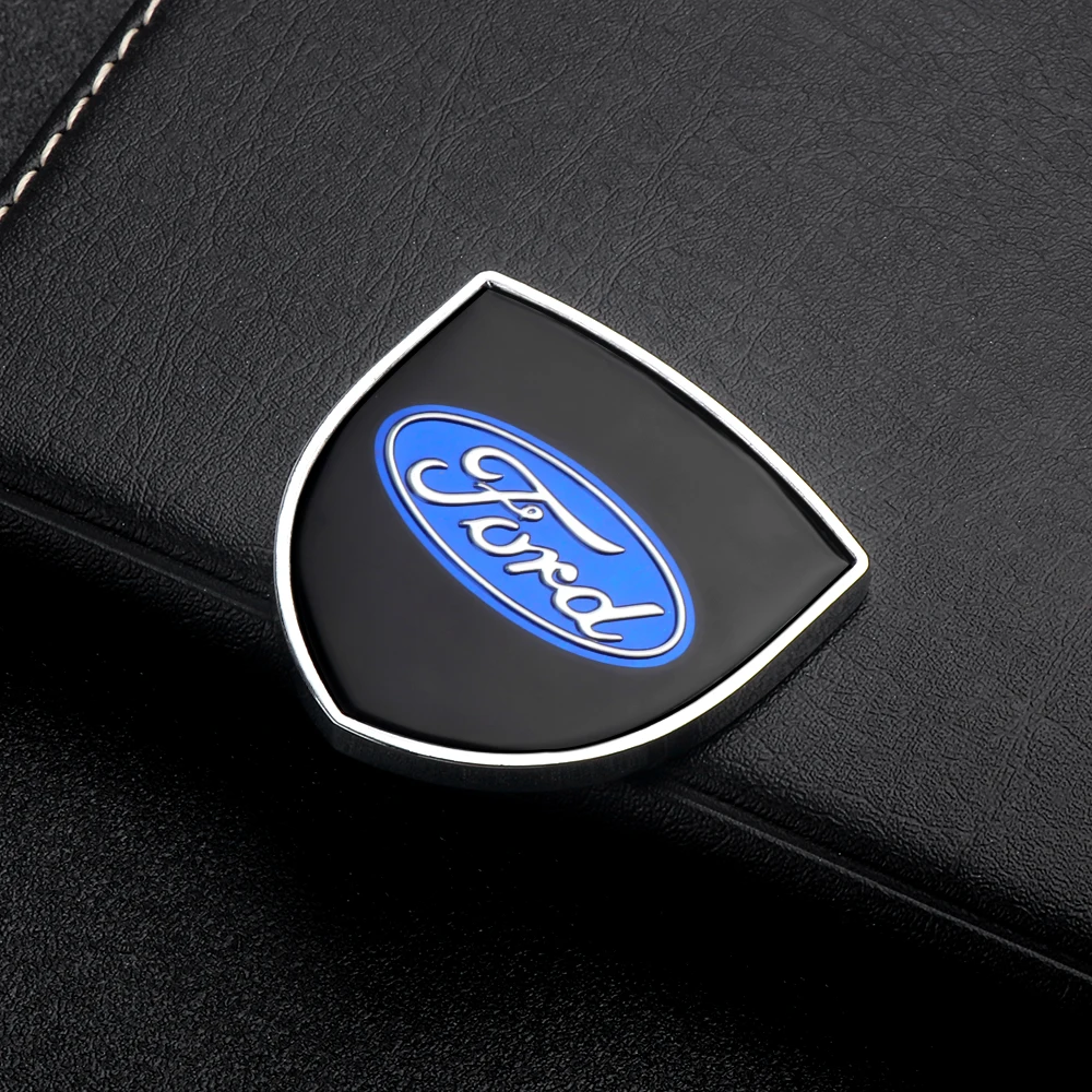 1/2pcs 3D Metal Car Styling Shield Emblem Badge Decorative Decals Accessories For Focus Mustang Fiesta ST Line Kuga Transit