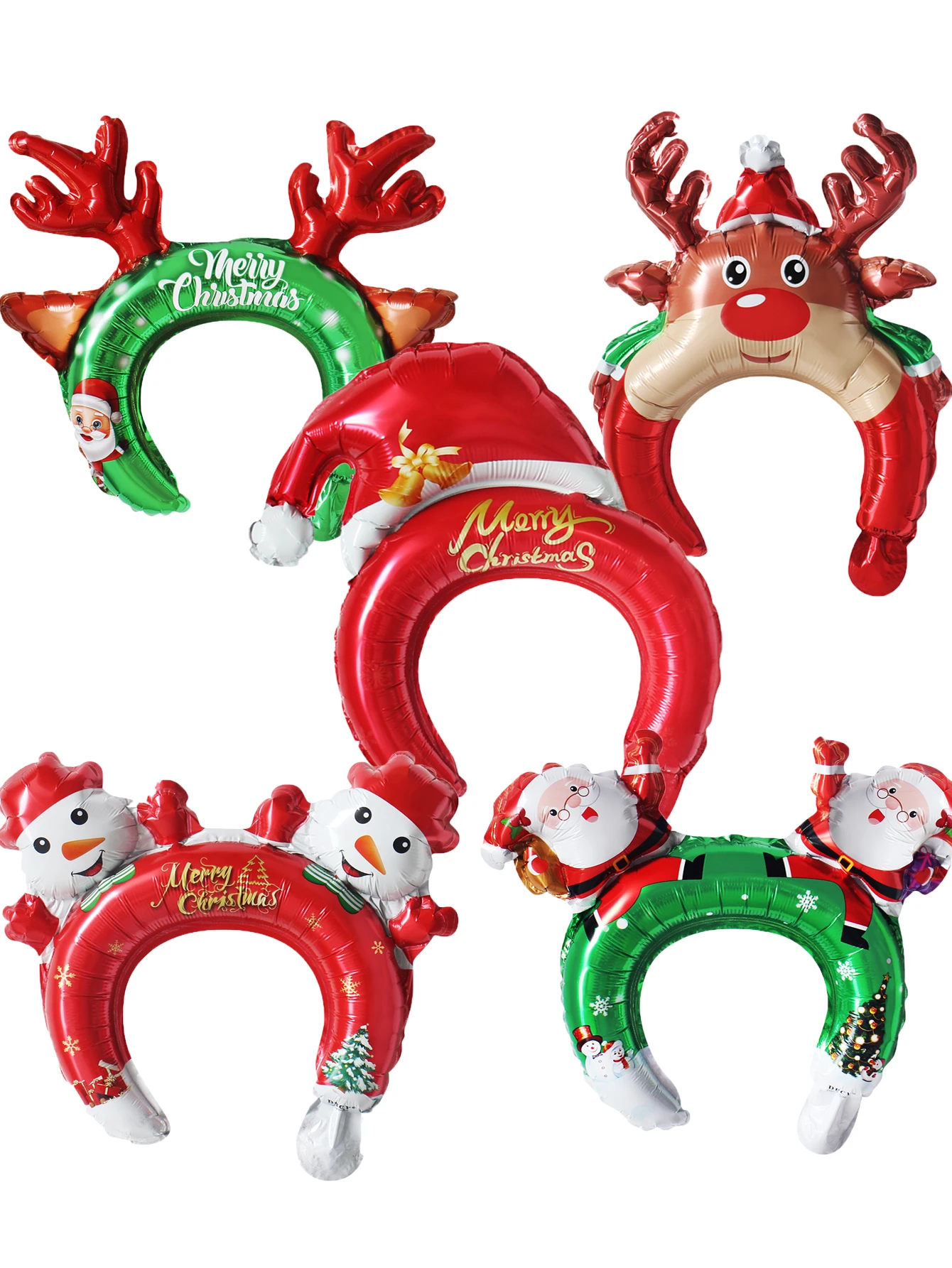 5pcs Christmas Hair Clasp Balloons Christmas Headdress Balloons Santa Claus Christmas Decorations Christmas Party Decorations