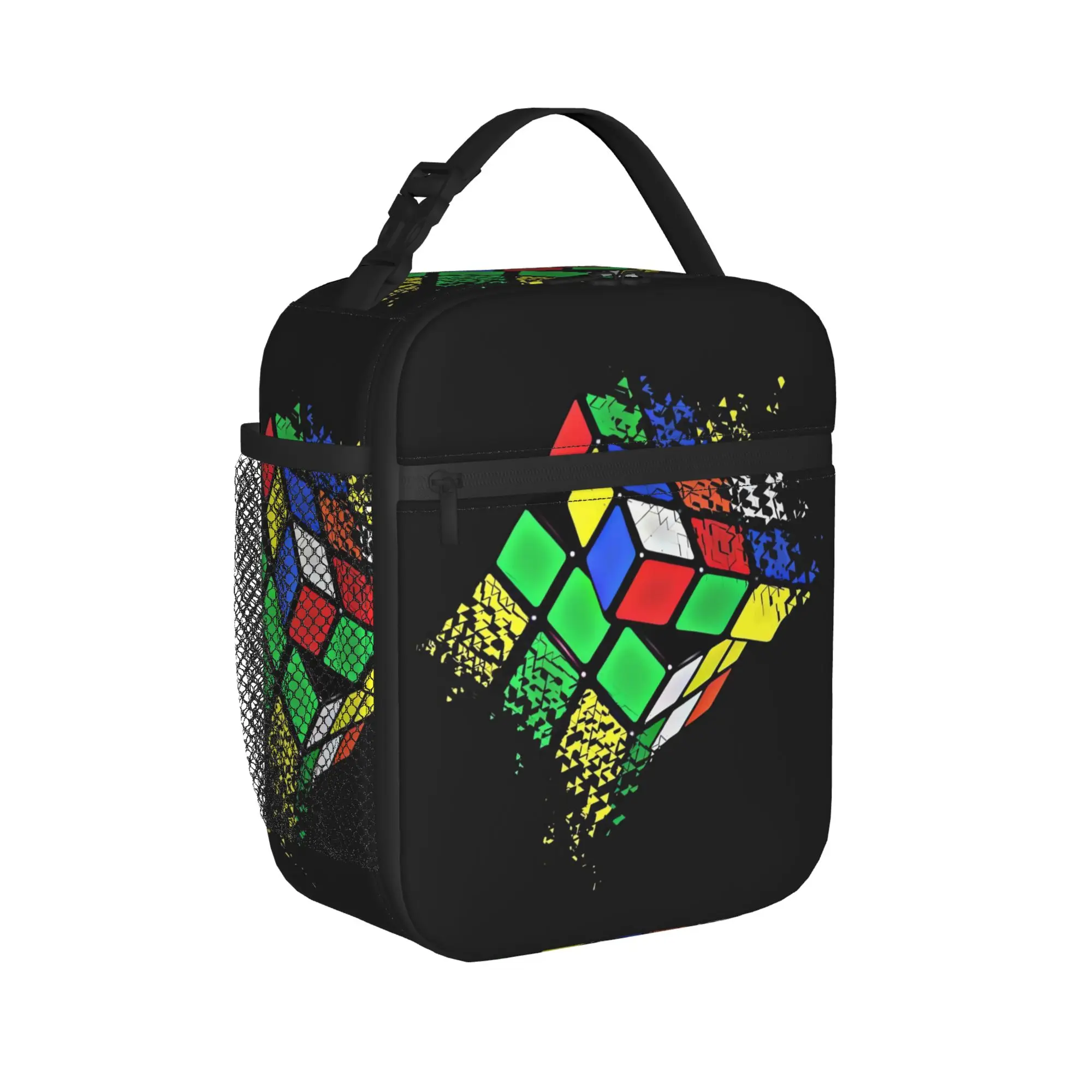 Math Rubik Rubix Rubics Player Cube Math Lunch Bag  School Lunch Box For Unisex Tote Food Bags Oxford Portable Zipper Cooler Bag