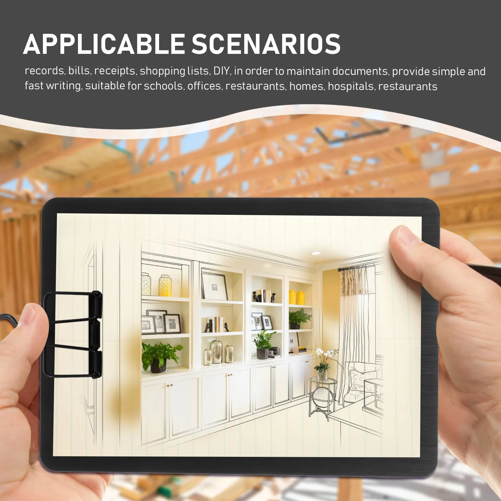 

1pc A5 Stainless Steel Metal Writing Splint Paperboard Lightweight Document Holder Stand For Office