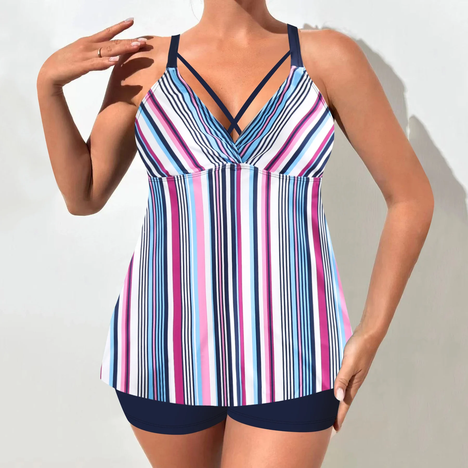 Two-piece Bikini Swimsuit for Women Summer Sexy Tankini  Patchwork Multi-Color Sexy Bikini  Vacation Swimsuit Summer Beachwear
