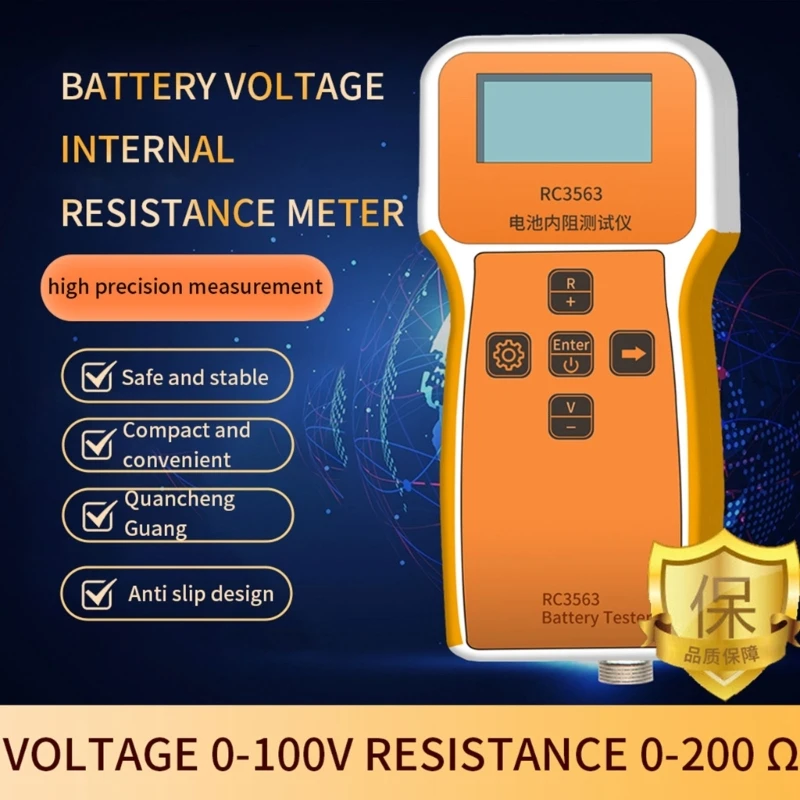 

High Precise 18650 Battery Internal Resistance and Tester with LCD Display 0-100v, 0-200Ω Testing Ranges