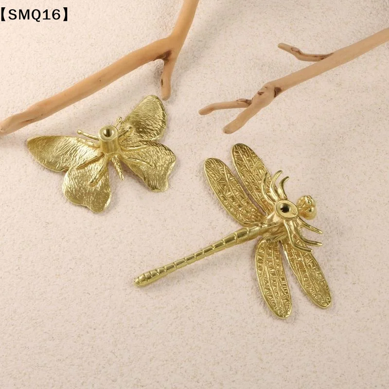 Retro Butterfly/Dragonfly Brass Handle Furniture Hardware Vintage Cabinet Door Knobs Single Hole Gold Wardrobe Drawer Pulls【SMQ】
