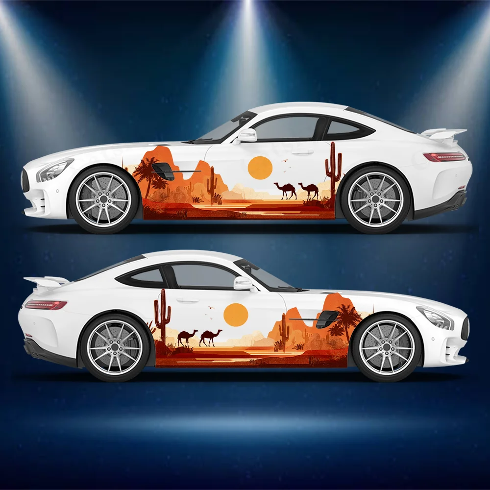 

Desert Camel Sun Cactus Car Vinyl Wraps Decal Self-adhesive PVC Sticker Suitable for Trucks SUV Decoration Auto Accessories Gift