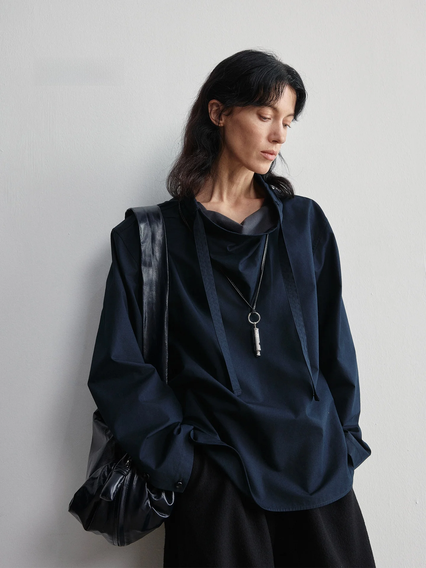 

WUUO Women's Cotton Long Velvet irt Dstring Ne Splice Spring 2026 Loose Fit Artistic Sle Traditional Chinese Cotton